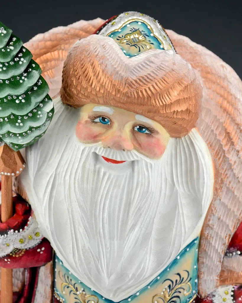 12 inch Red and Gold Frosted Russian Santa