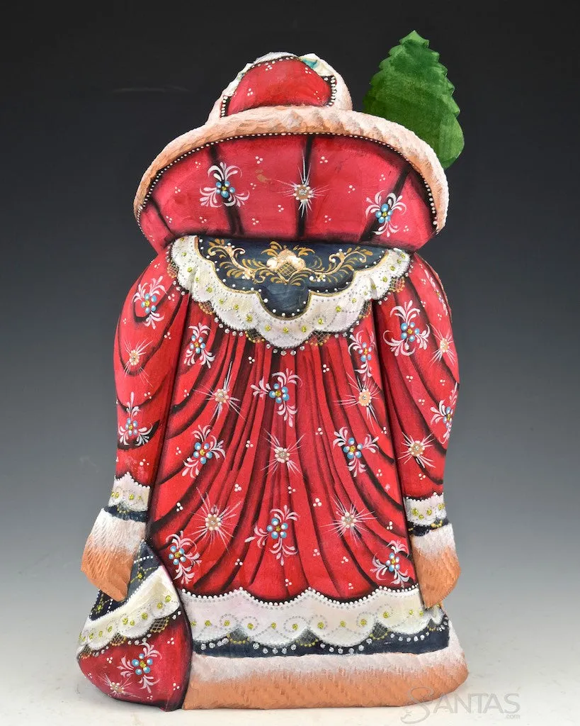 12 inch Red and Gold Frosted Russian Santa