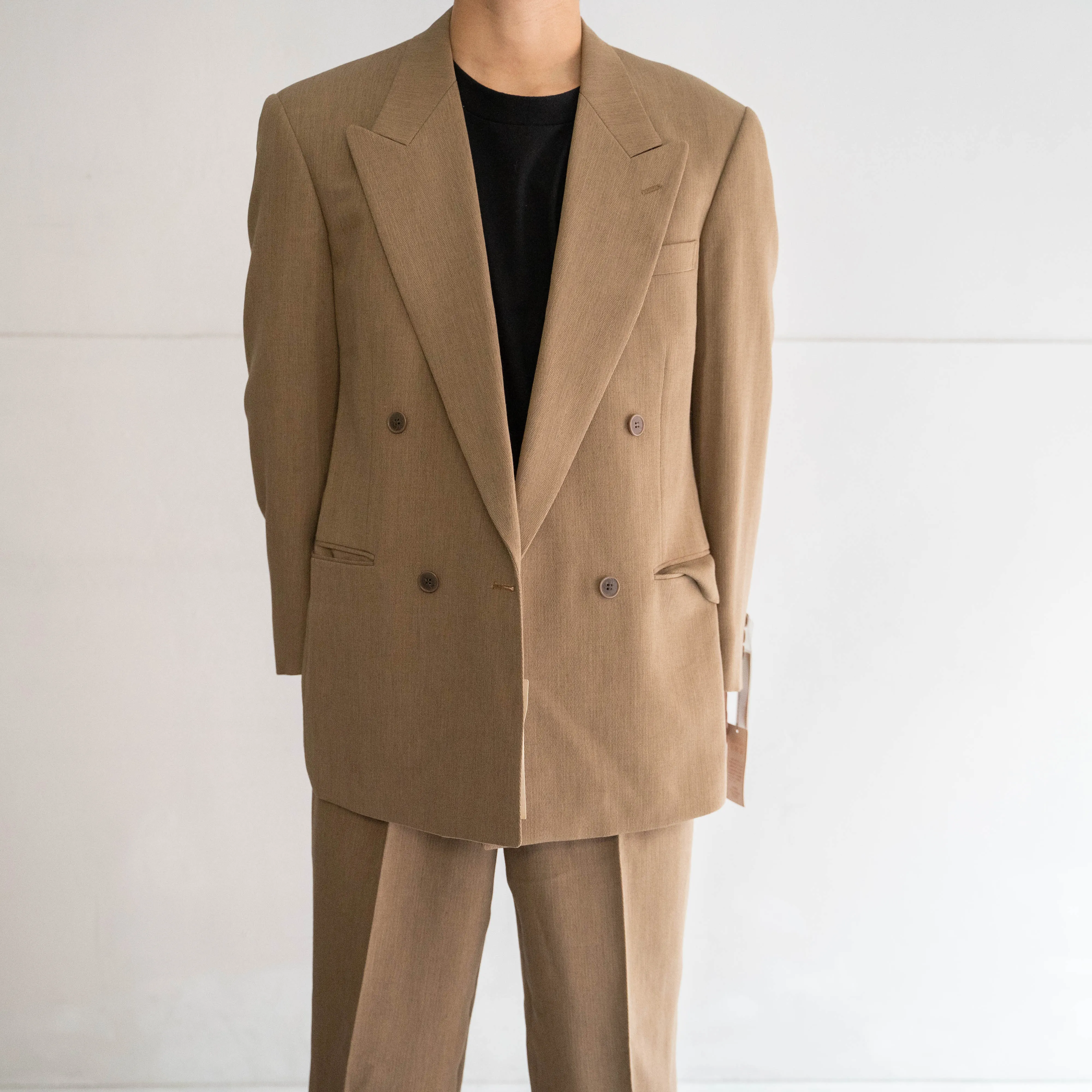 1980-90s Japan vintage camel brown herringbone -set up-