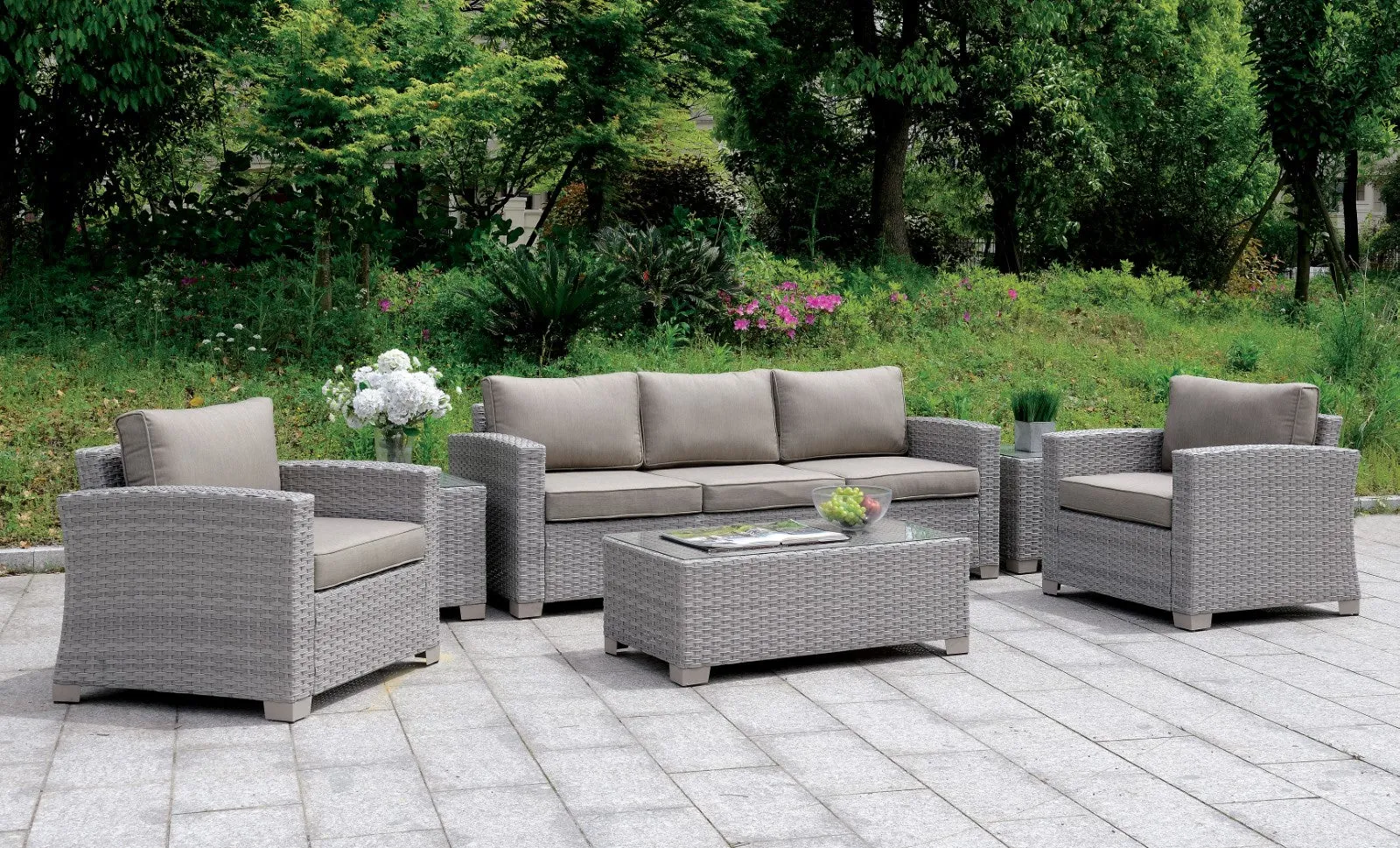 6 Pc. Patio Set w/ Coffee Table   2 End Tables