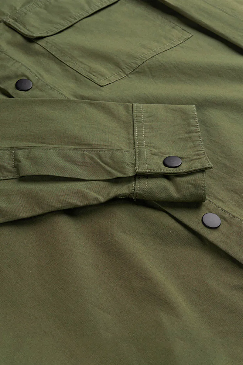 6001 Lightweight Buttoned Overshirt | Olive