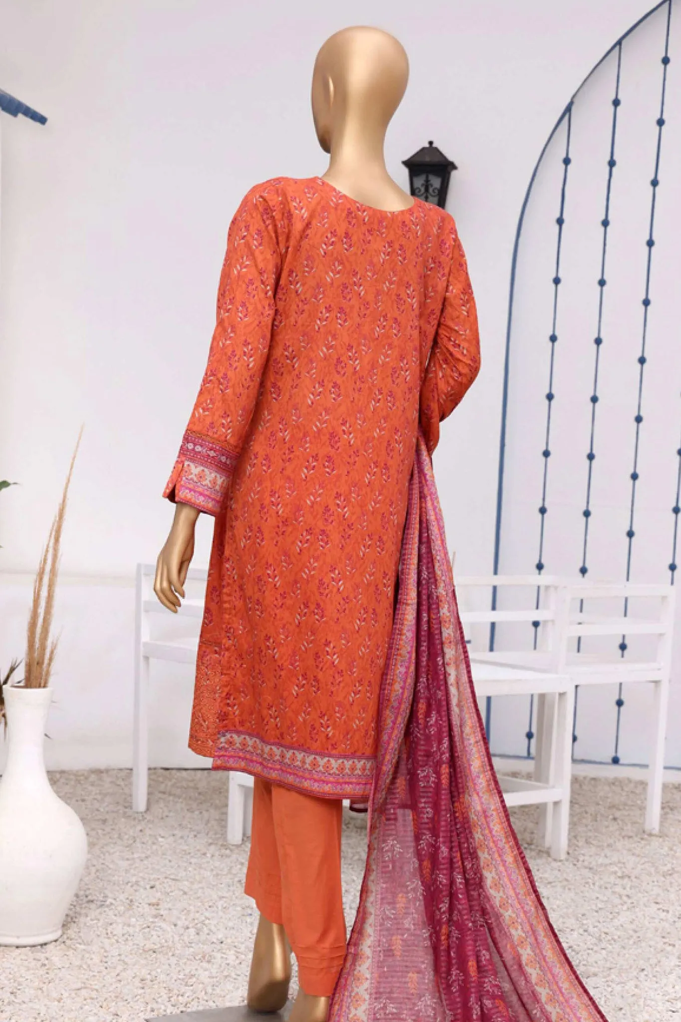 Aashkaar By HZ Stitched 3 Piece Emb Lawn Vol-05 Collection'2024-AEL-405-Rust