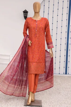 Aashkaar By HZ Stitched 3 Piece Emb Lawn Vol-05 Collection'2024-AEL-405-Rust