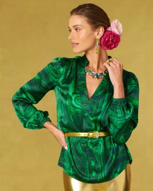 Anastasia Silk Blouse in Precious Malachite