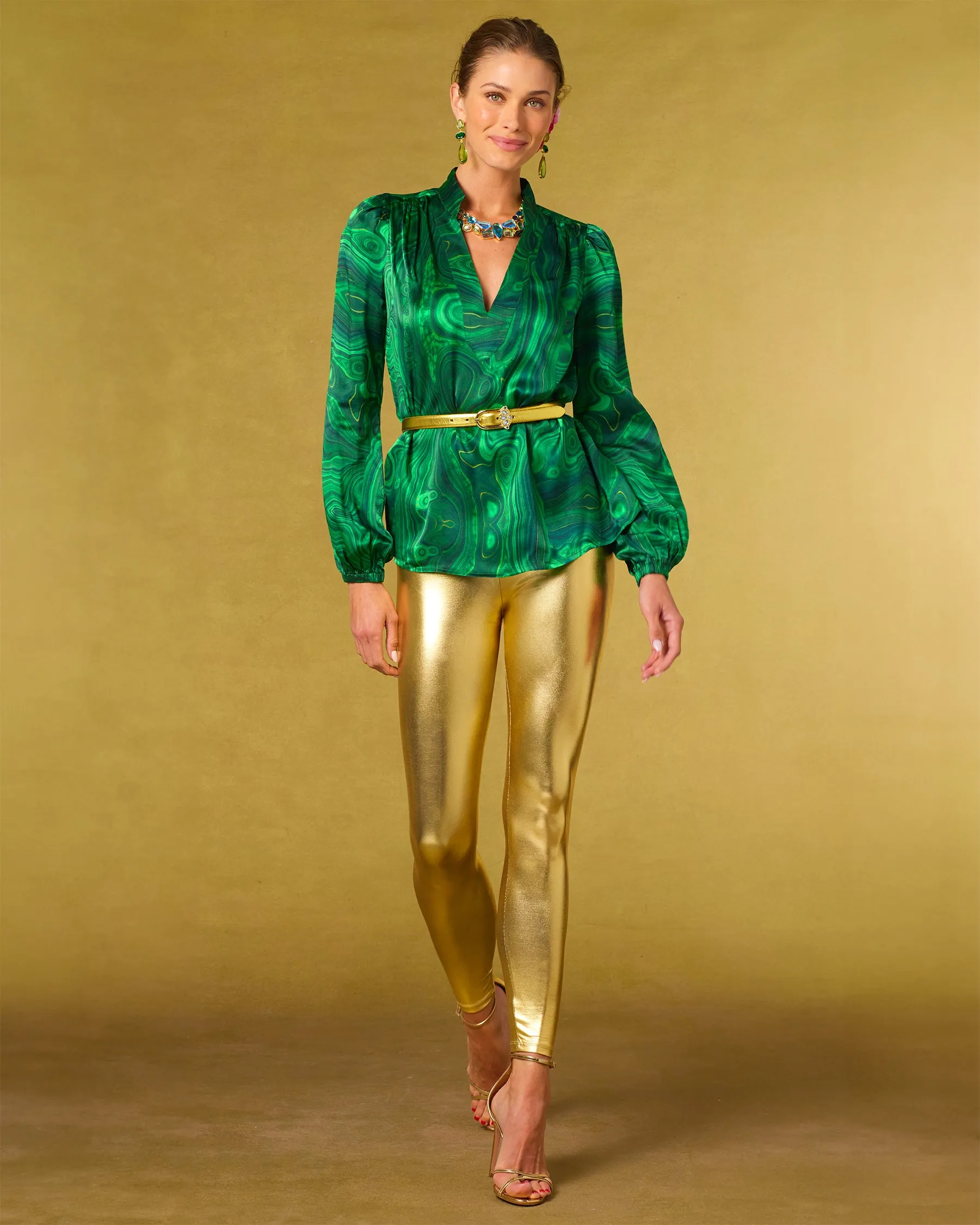 Anastasia Silk Blouse in Precious Malachite