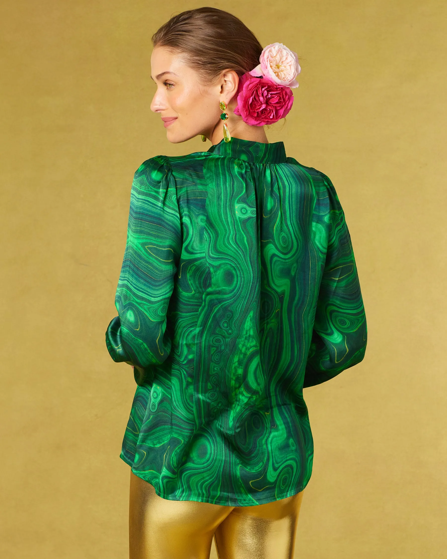 Anastasia Silk Blouse in Precious Malachite