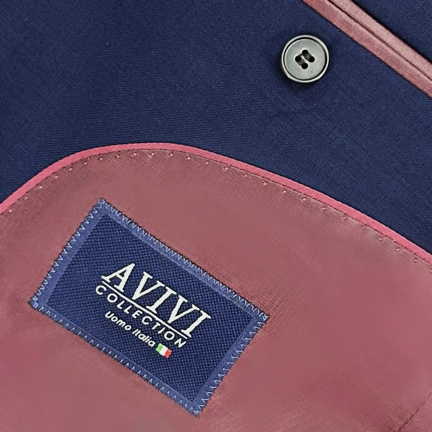 Avivi Collection 2 Button Classic Fit Wool Suit - Navy