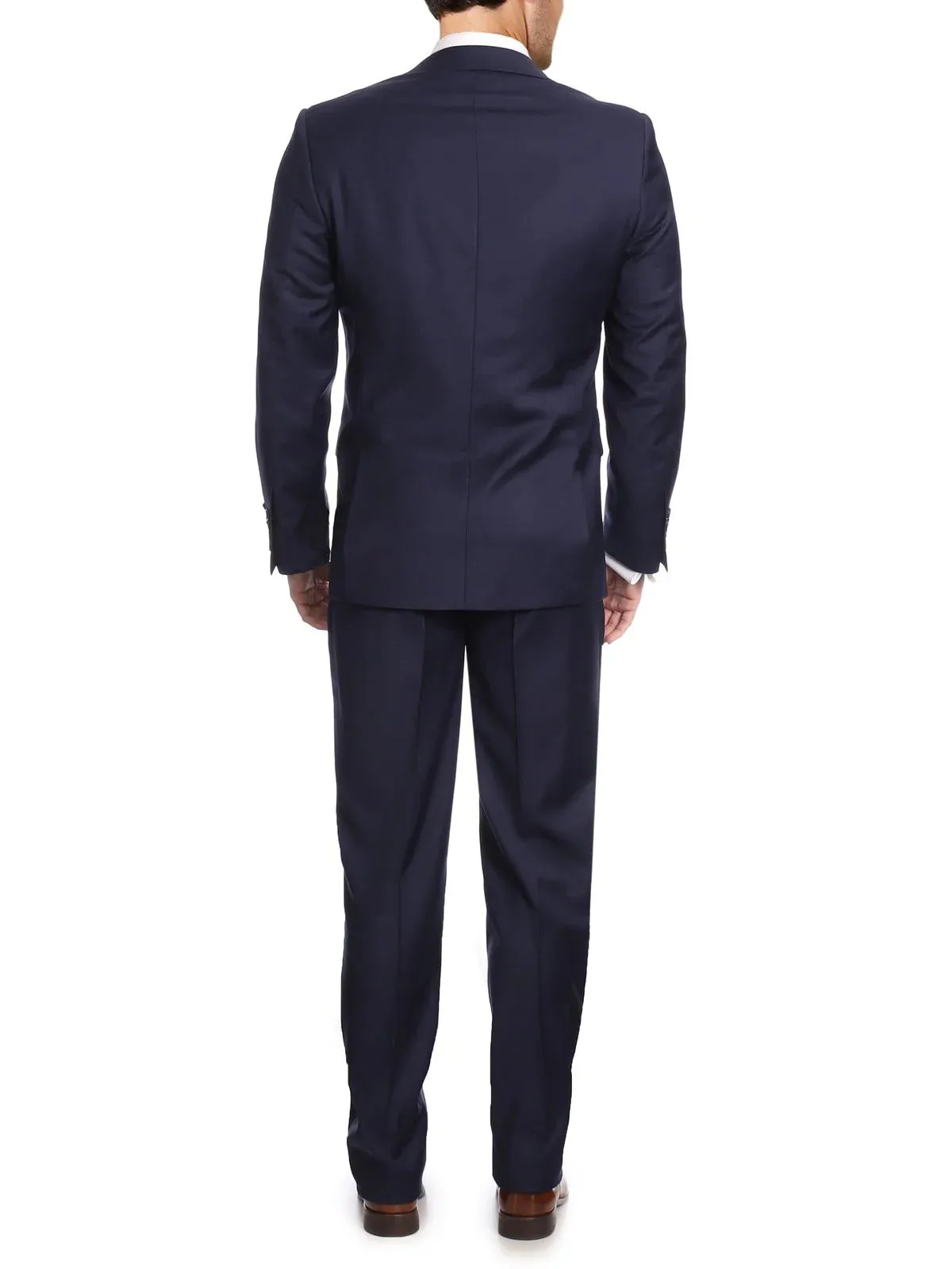 Avivi Collection 2 Button Classic Fit Wool Suit - Navy