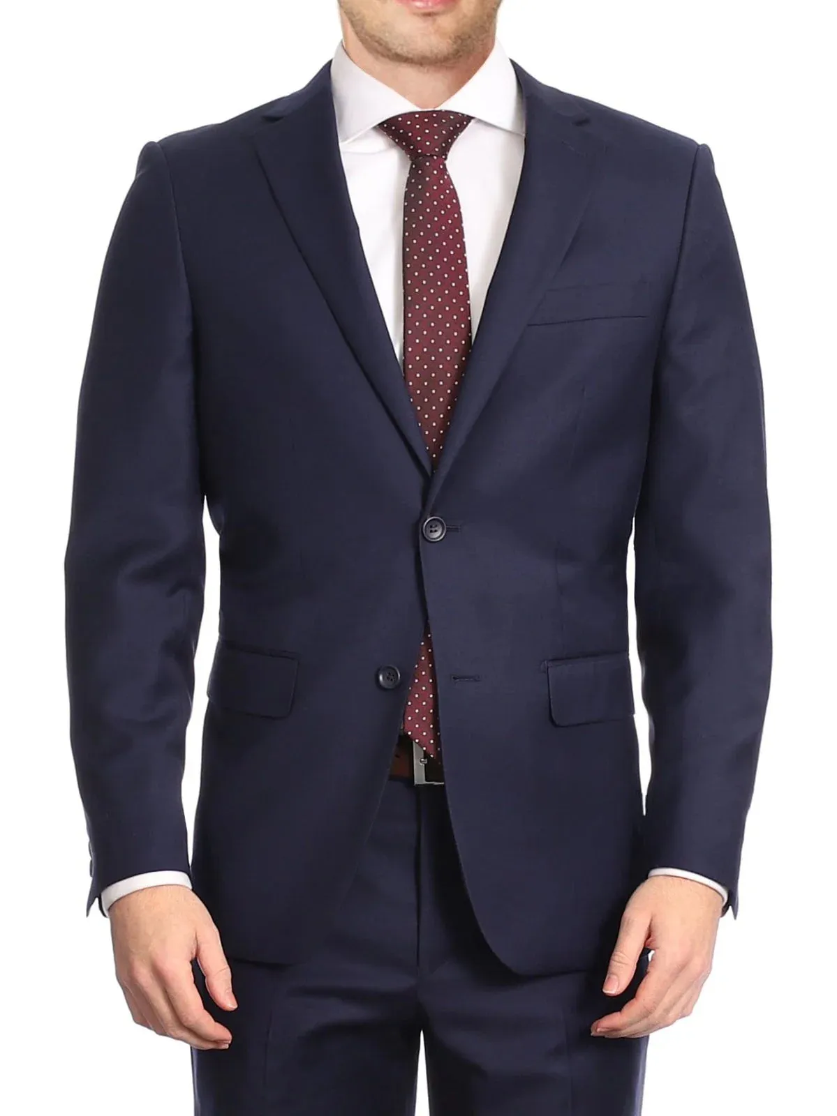 Avivi Collection 2 Button Classic Fit Wool Suit - Navy