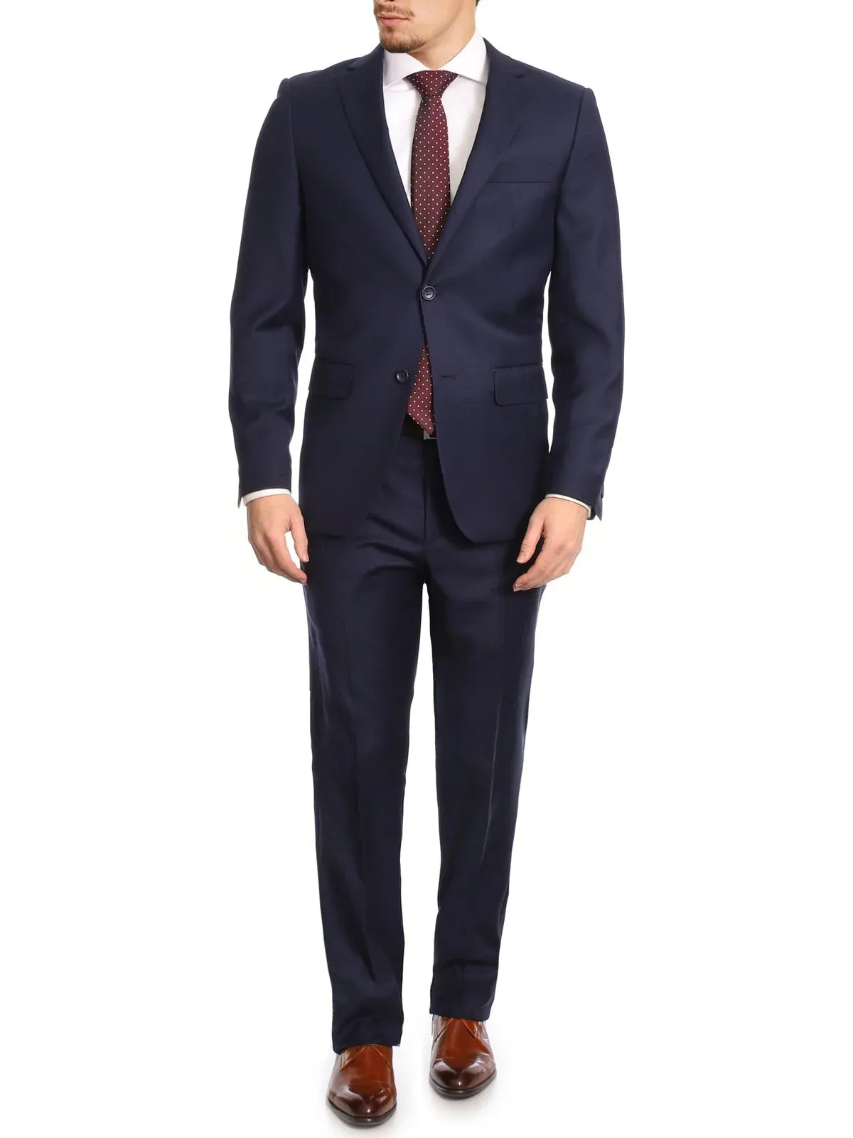 Avivi Collection 2 Button Classic Fit Wool Suit - Navy