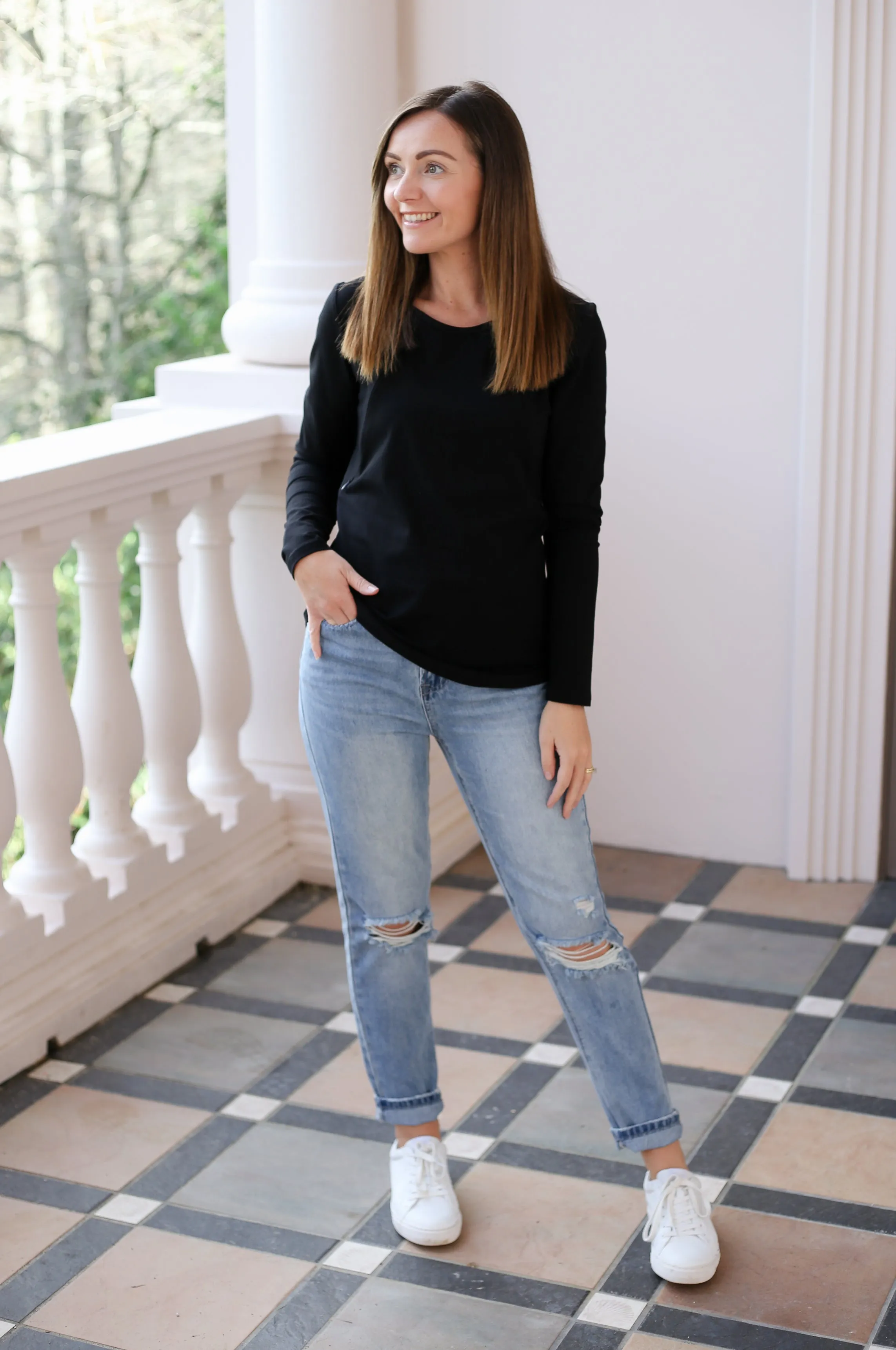 Basic Long Sleeve Top - Black