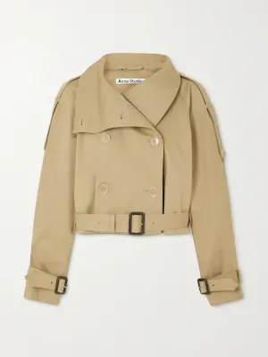 Belted cropped double-breasted jacket