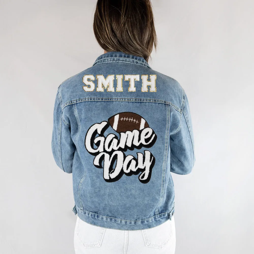 (Blue Denim) Personalized Game Day Denim Jacket