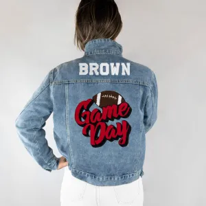 (Blue Denim) Personalized Game Day Denim Jacket