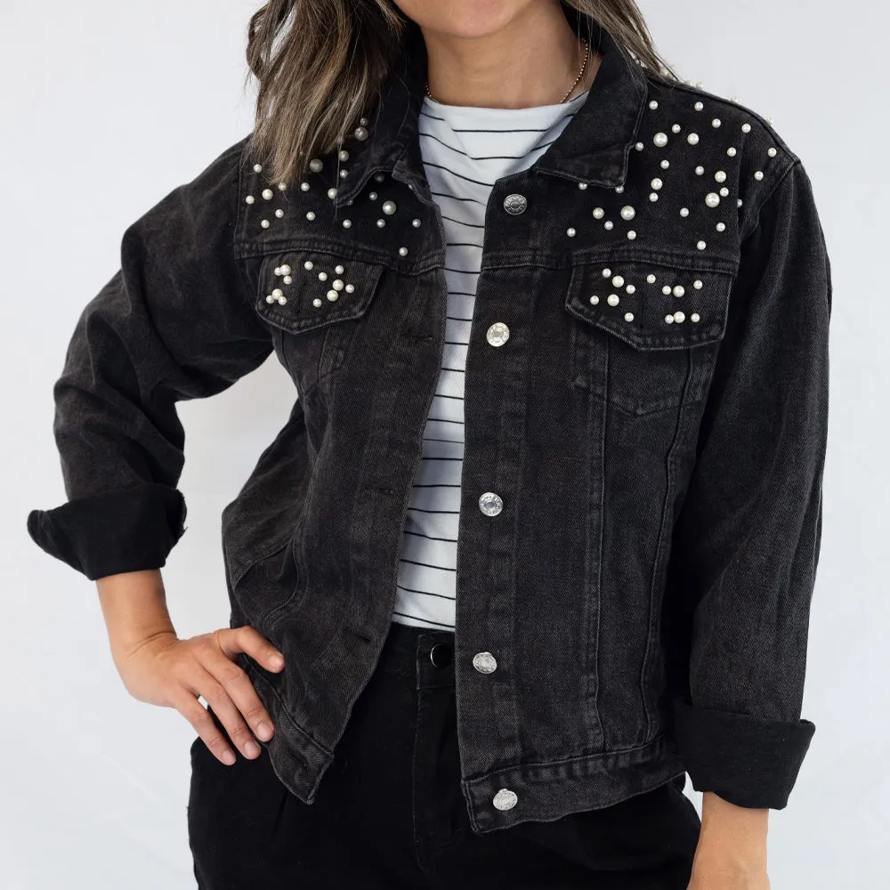 (Blue Pearl) Personalized Bridal Shower Denim Jacket