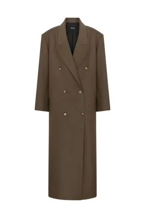 BROWN OVERSIZED DOUBLE BREASTED WOOL COAT