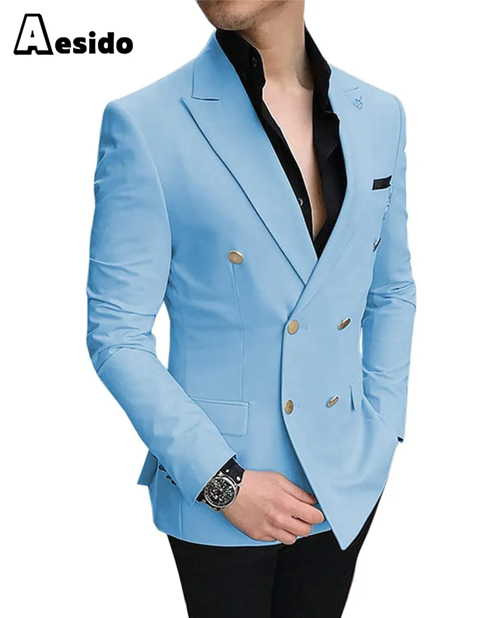 Business Men's Slim Fit Notched Lapel Flat Blazer