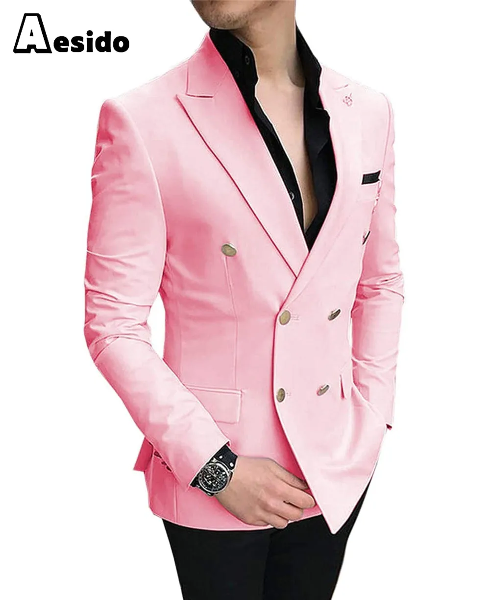 Business Men's Slim Fit Notched Lapel Flat Blazer