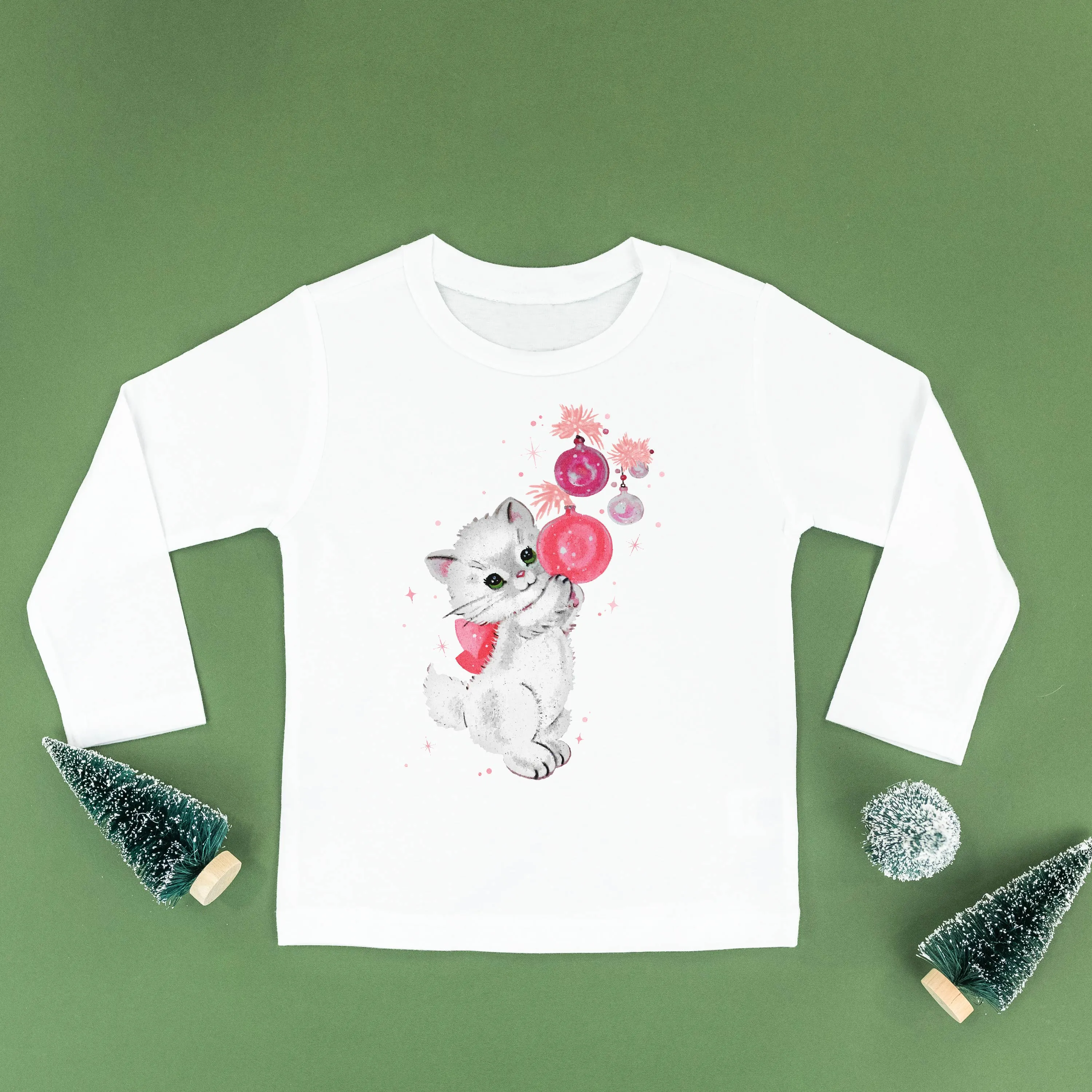 Christmas Kitten - Child LONG SLEEVE Tee