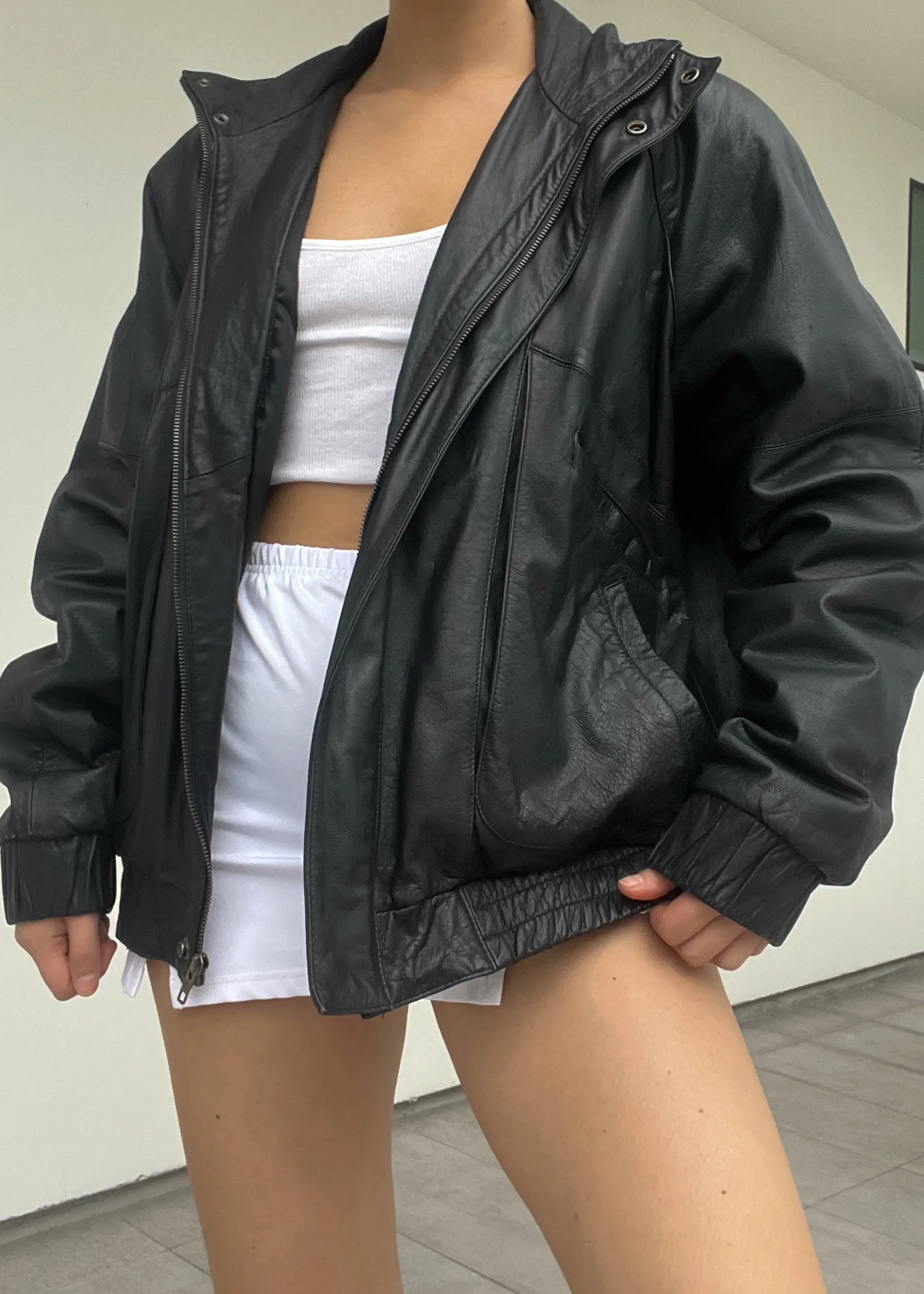 Classic 80's Leather Bomber (L)