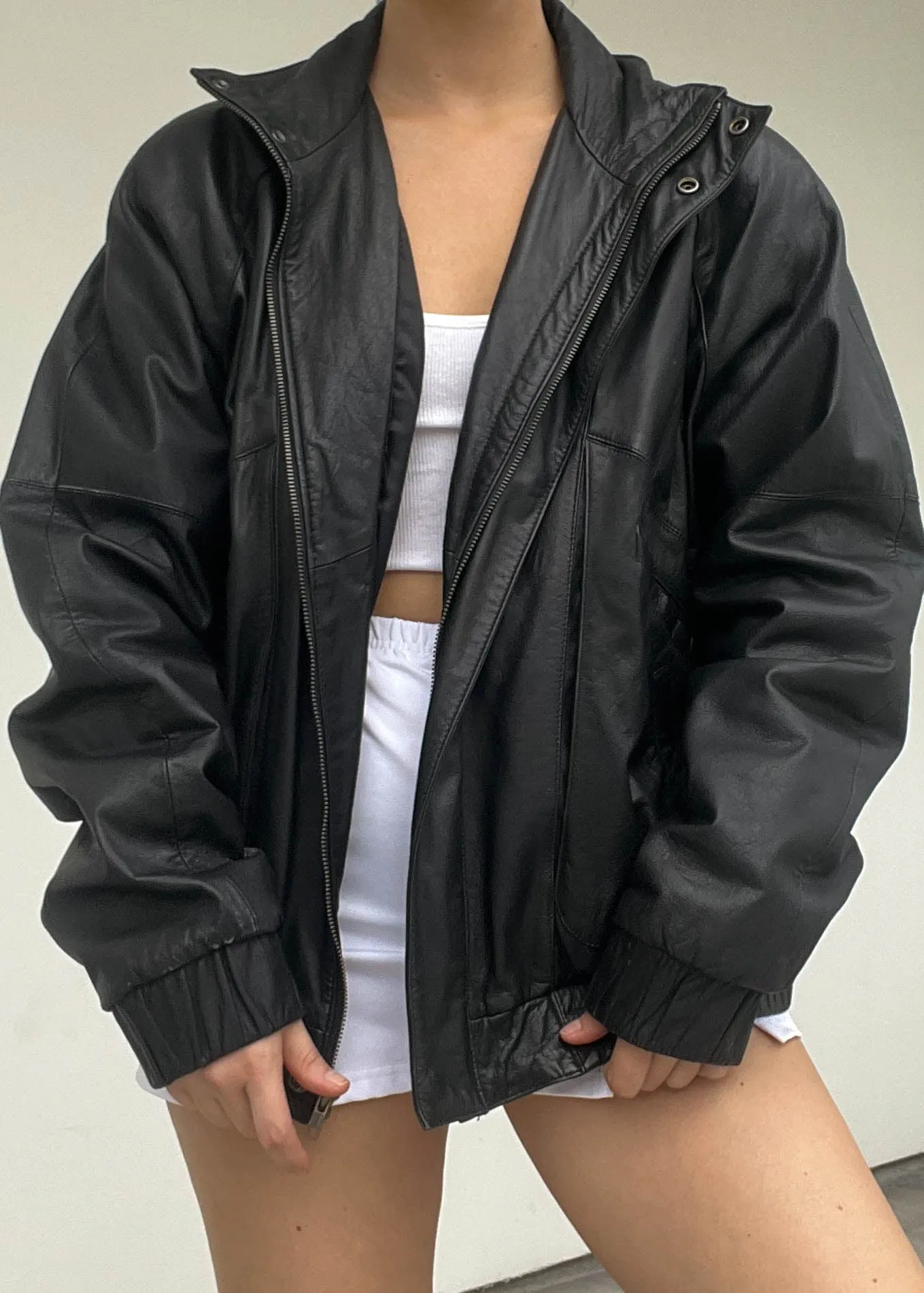 Classic 80's Leather Bomber (L)