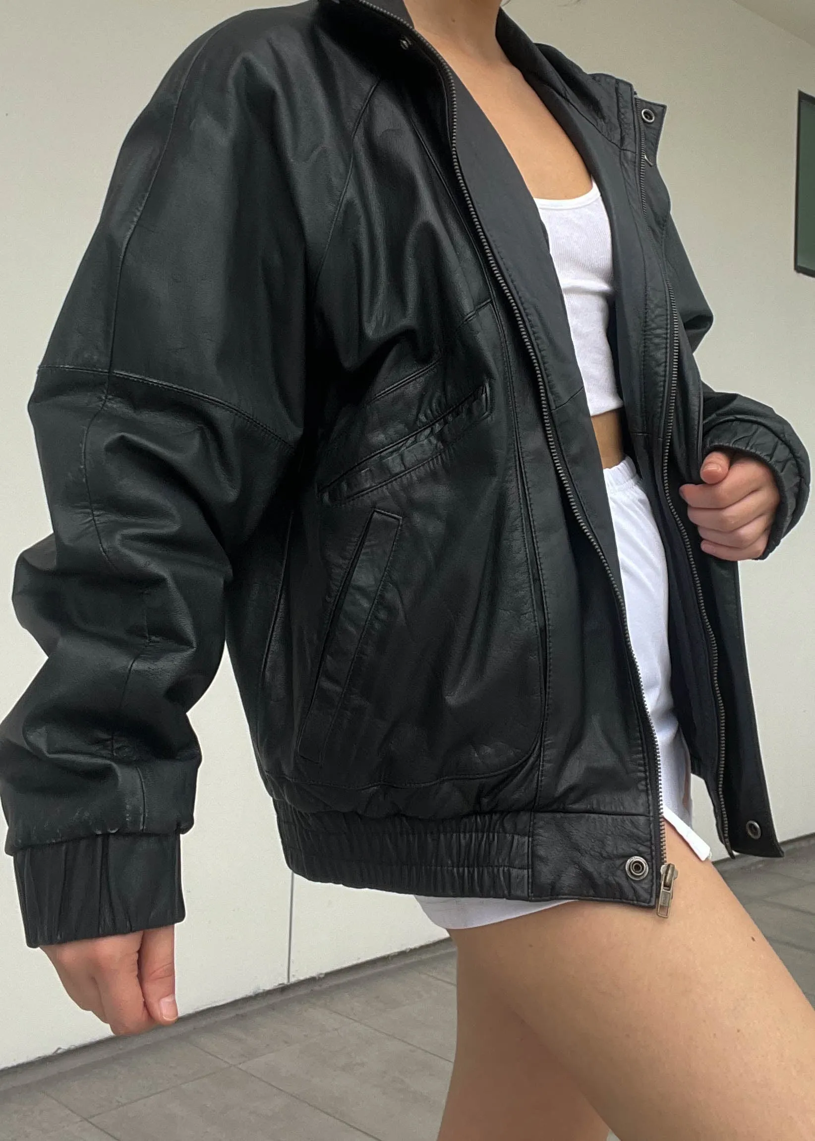 Classic 80's Leather Bomber (L)