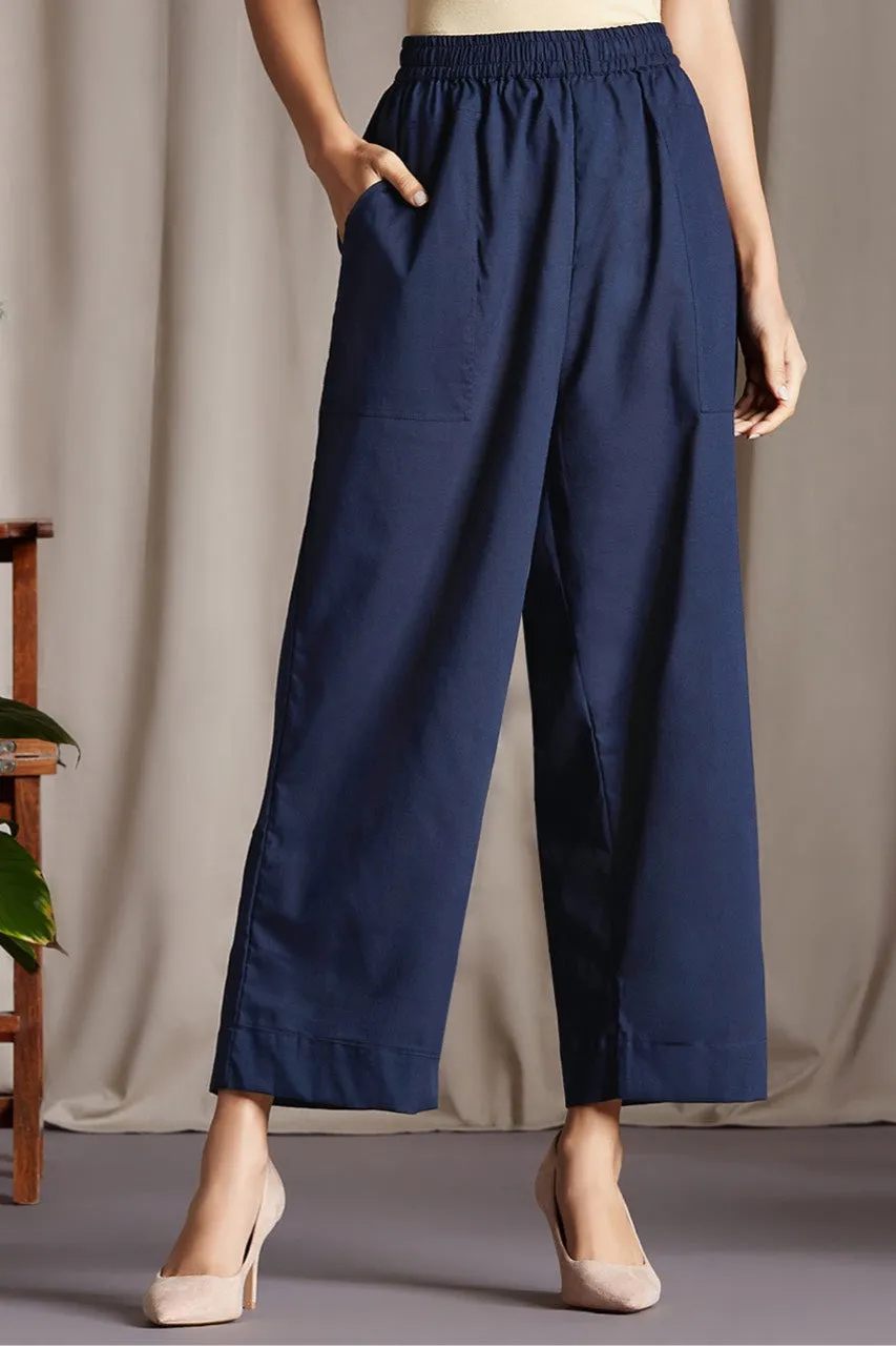 comfort fit cotton pants - deep indigo blue cotton