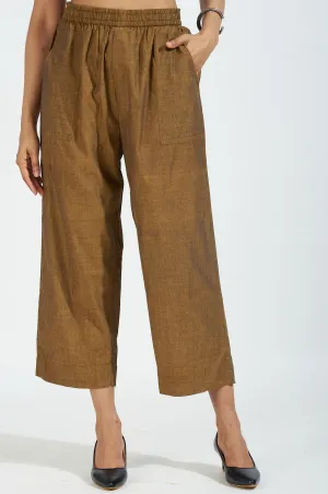 comfort fit cotton pants - ochre black