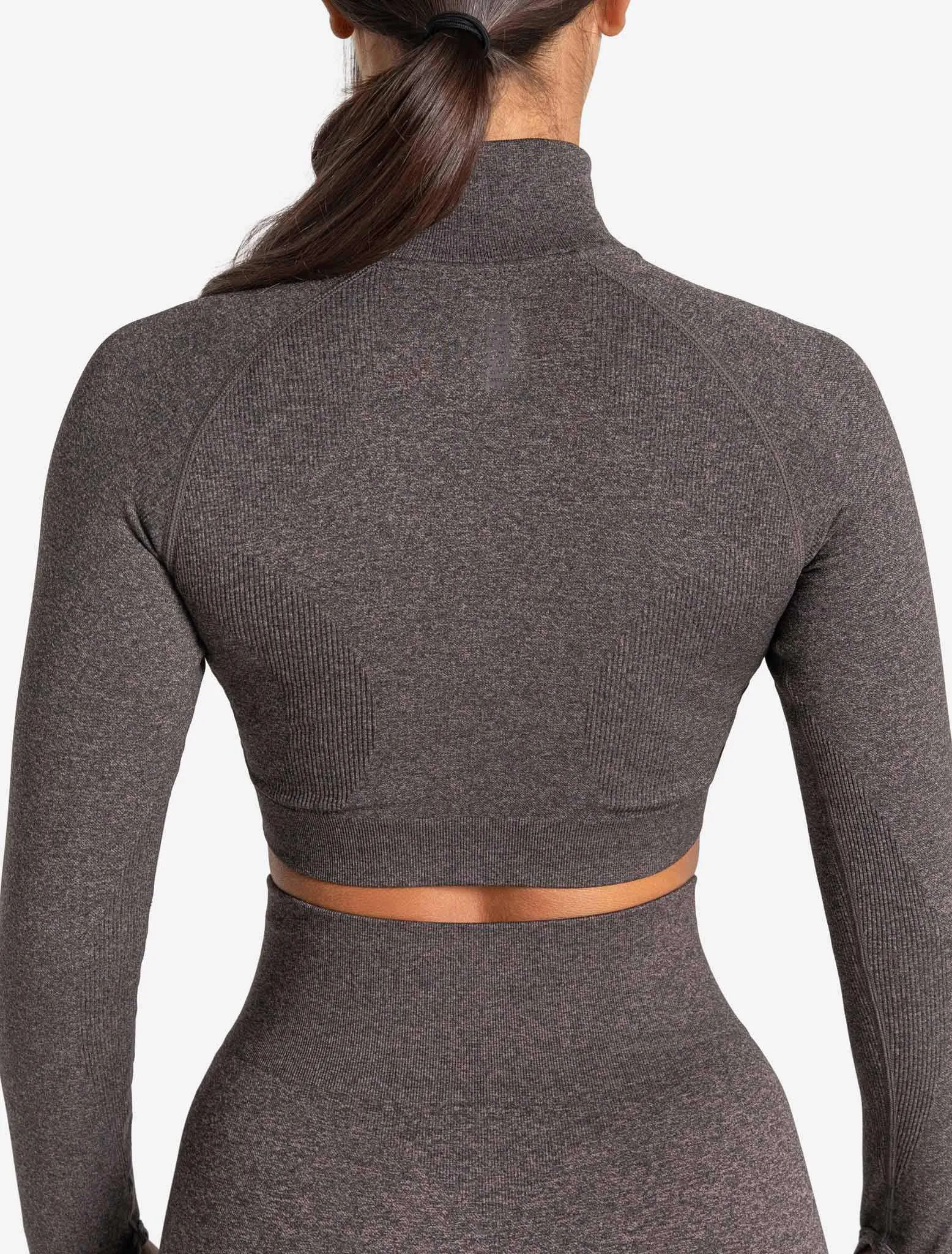 Core Seamless Crop 1/2 Zip - Brown Marl