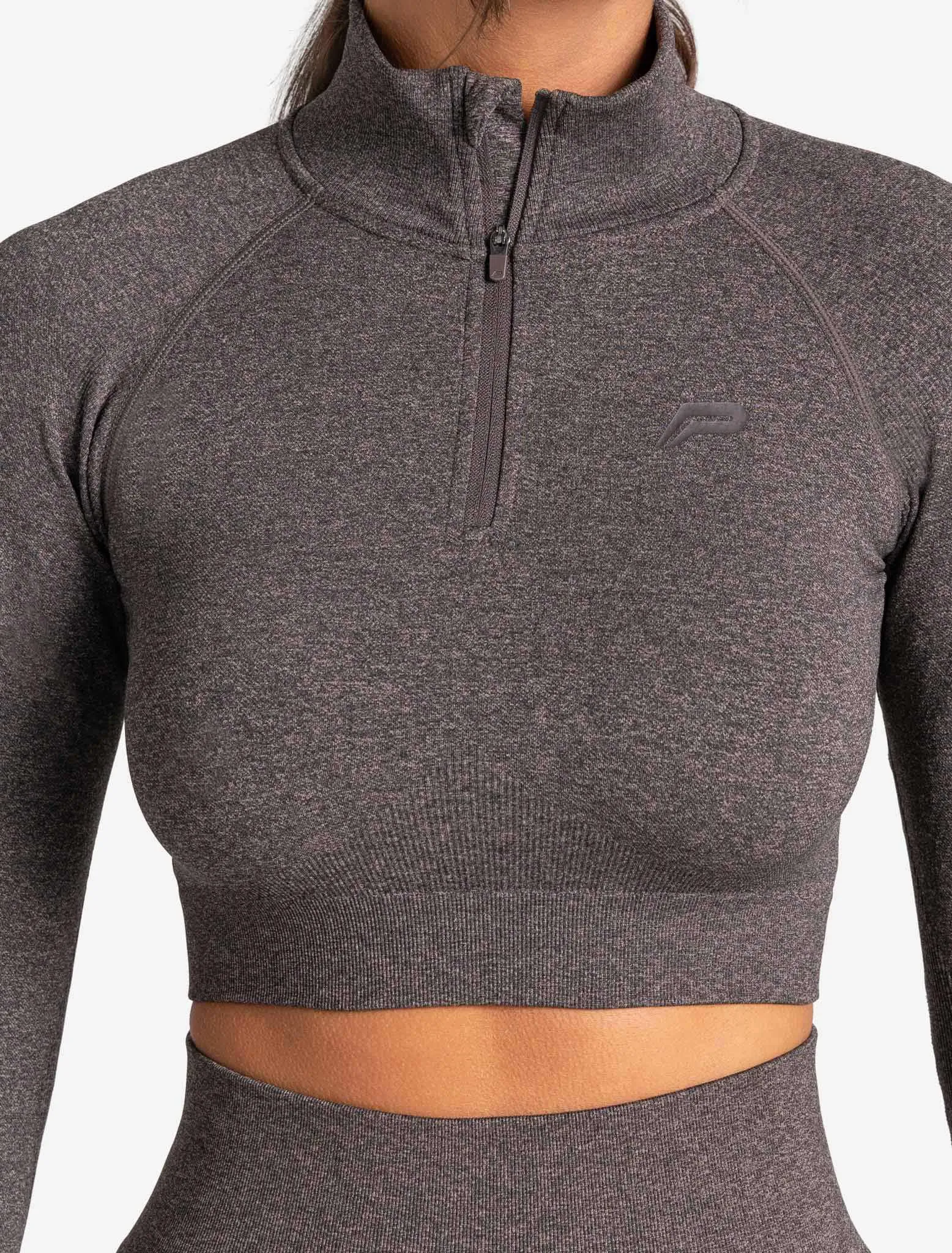 Core Seamless Crop 1/2 Zip - Brown Marl