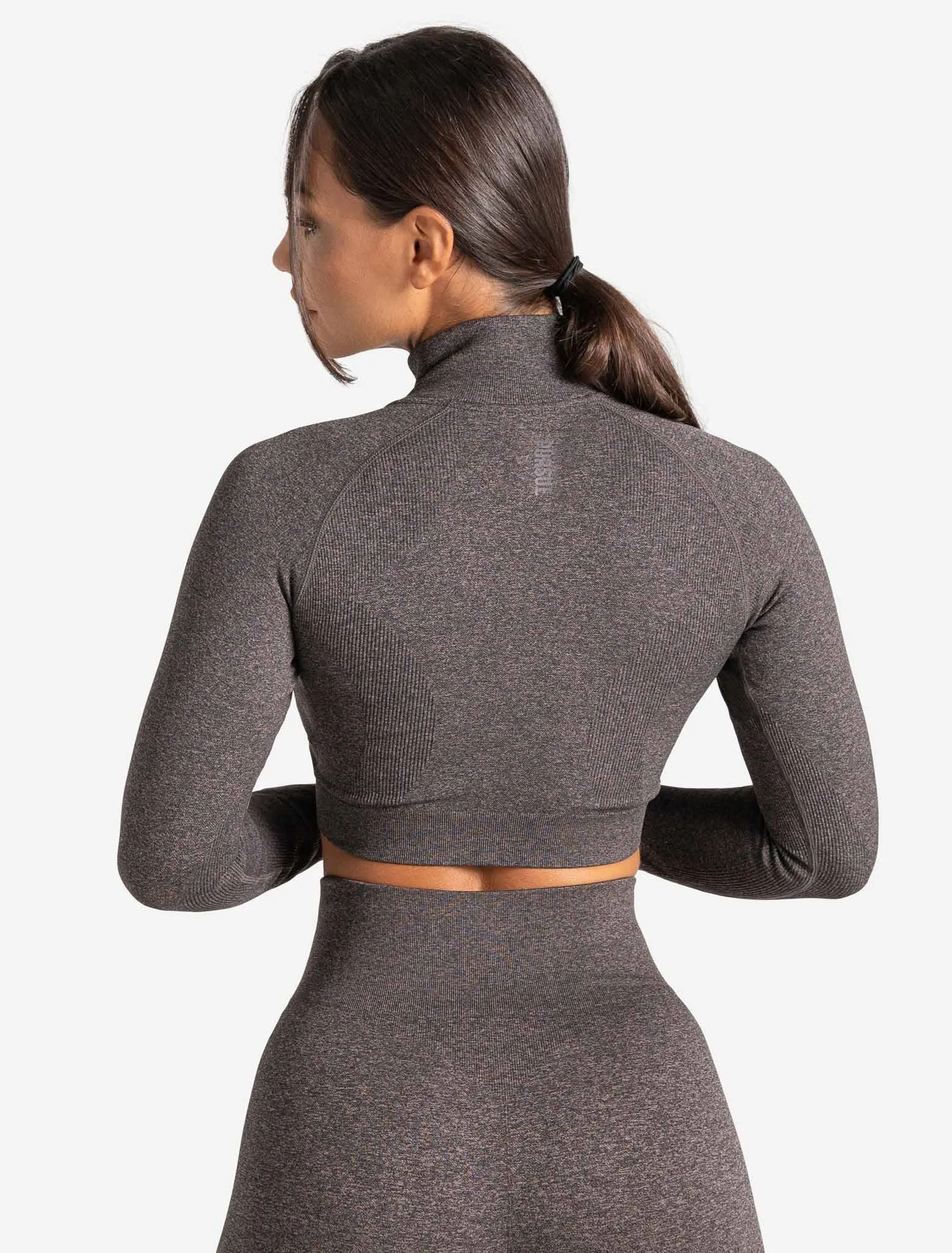 Core Seamless Crop 1/2 Zip - Brown Marl