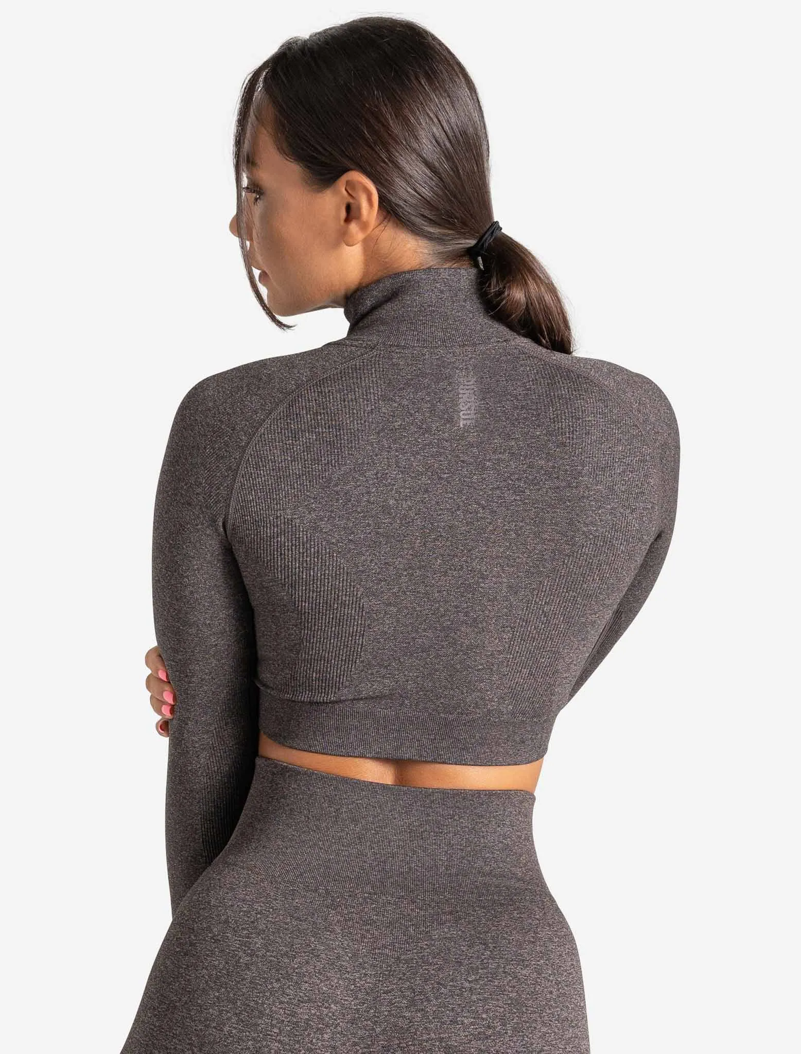 Core Seamless Crop 1/2 Zip - Brown Marl