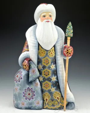 Decorative Red Russian Santa with Toybag and Staff