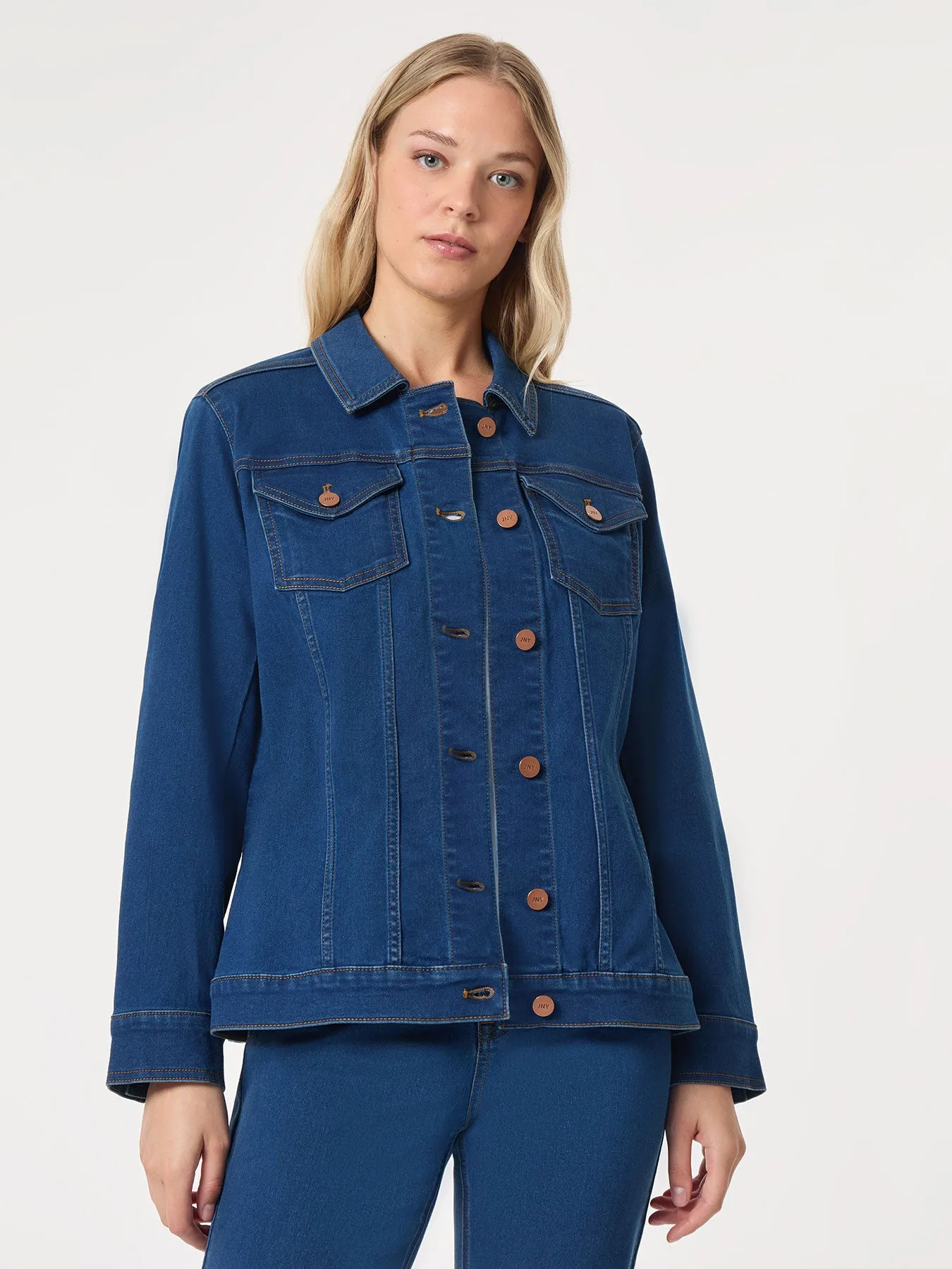 Denim Belted Button-Front Jacket, Phoenix Wash