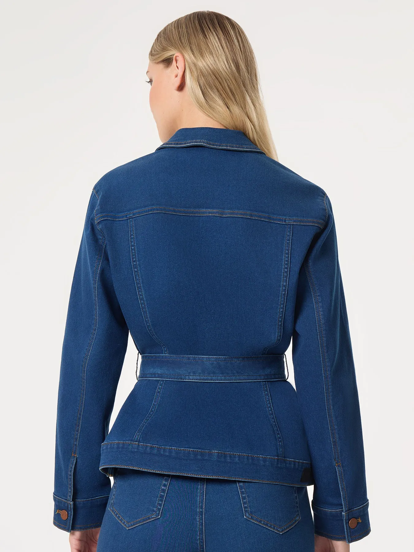 Denim Belted Button-Front Jacket, Phoenix Wash