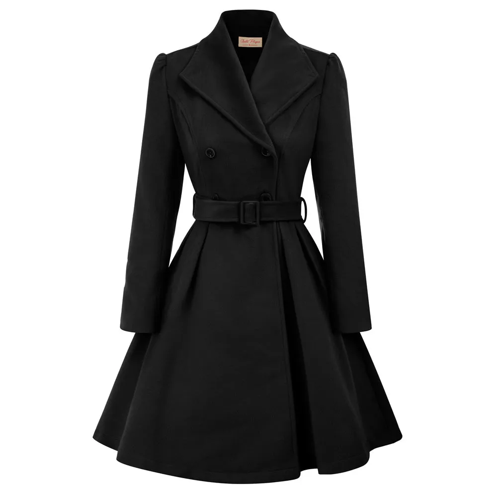 Double Breasted Dress Coats Winter Trench Jacket with Belt