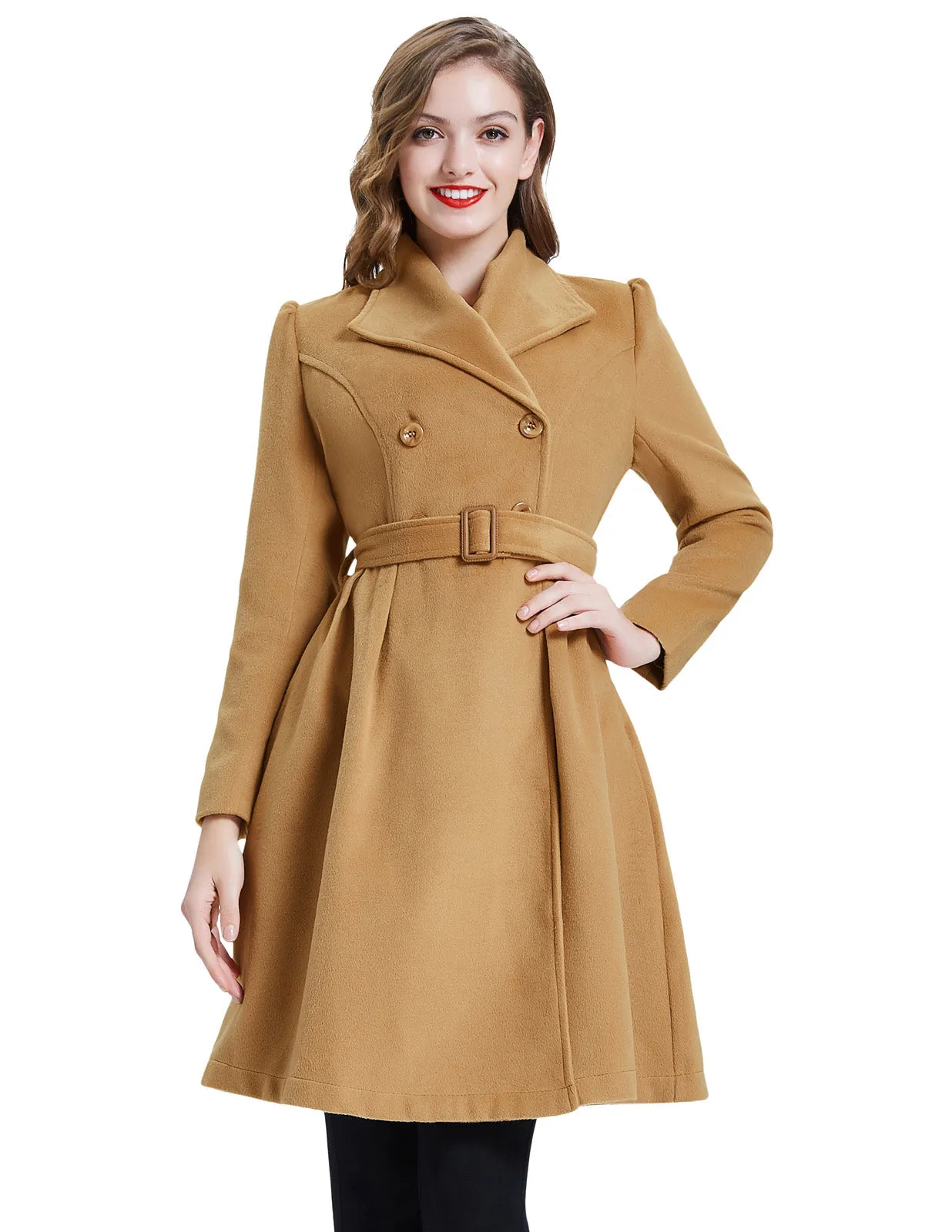 Double Breasted Dress Coats Winter Trench Jacket with Belt