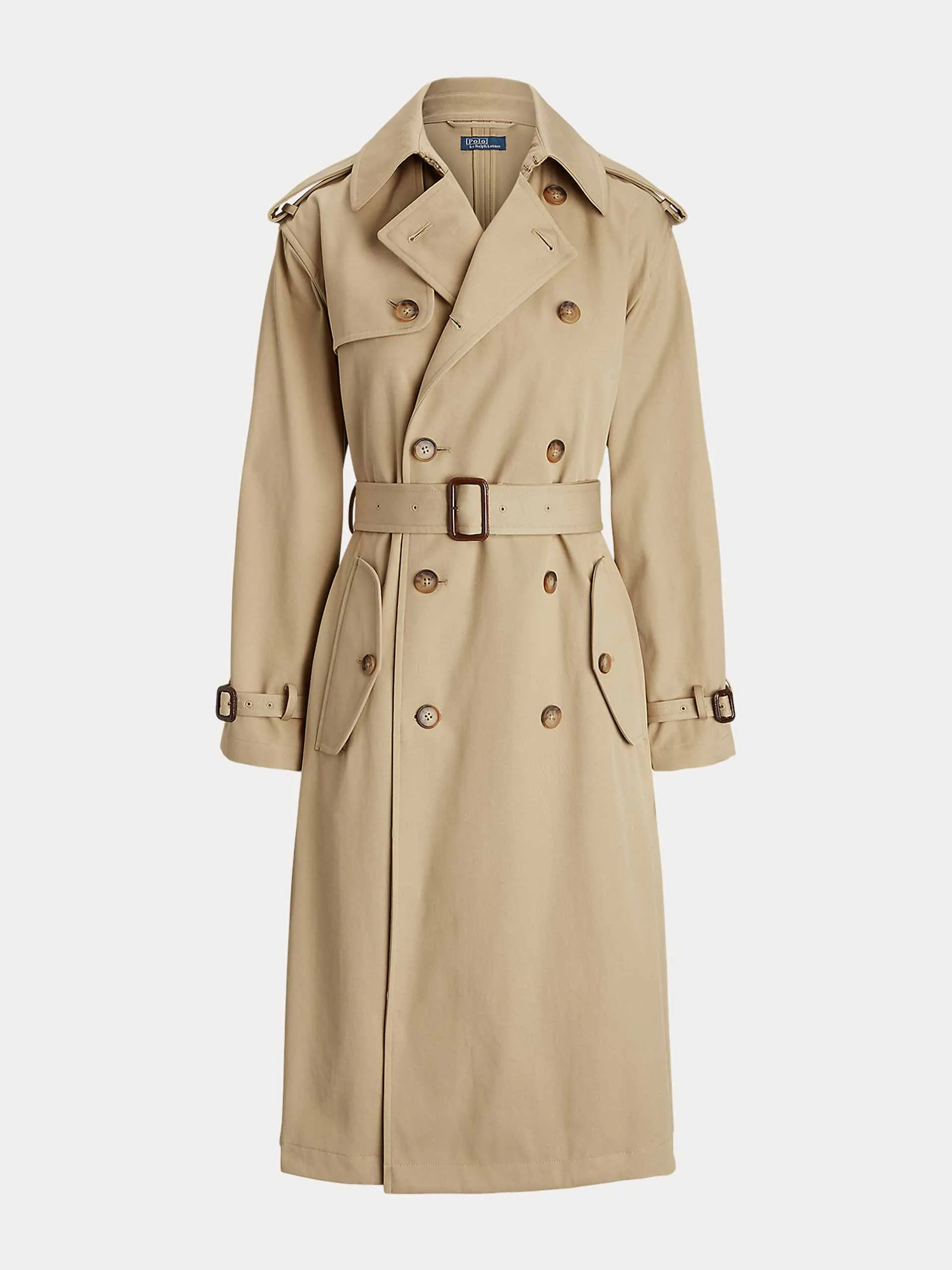 Double-breasted twill trench coat