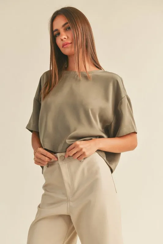 Dressy Round Neck Short Sleeve Top