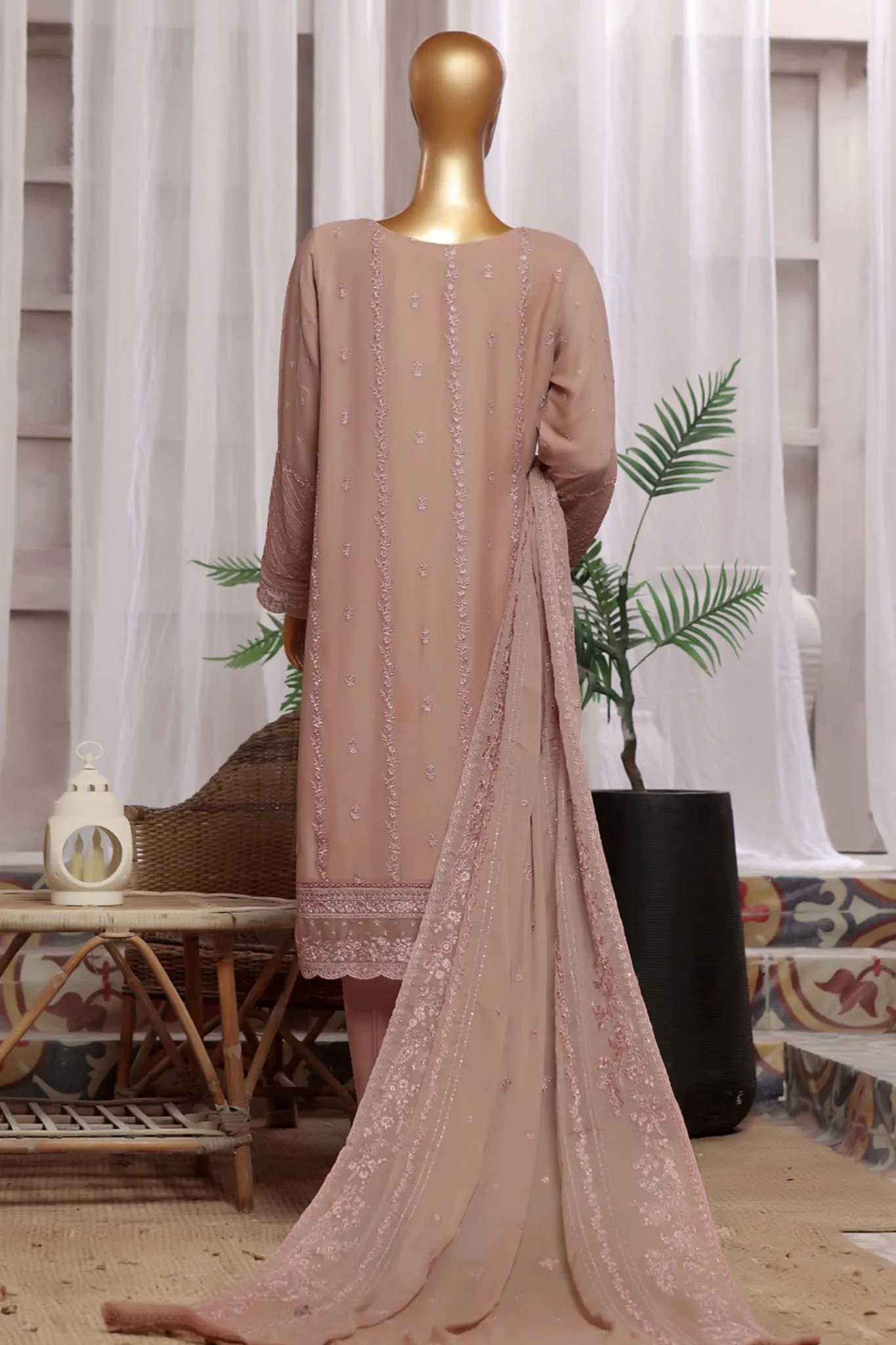 Fasaane By HZ Stitched 3 Piece Formals Chiffon Vol-06 Collection'2024-HZK-184-Mauve