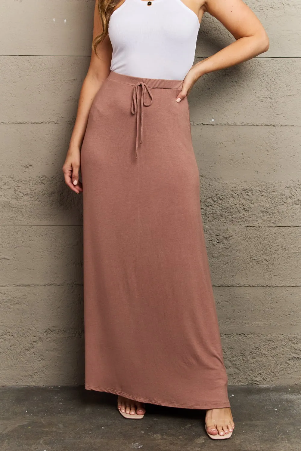 For The Day Full Size Flare Maxi Skirt in Chocolate