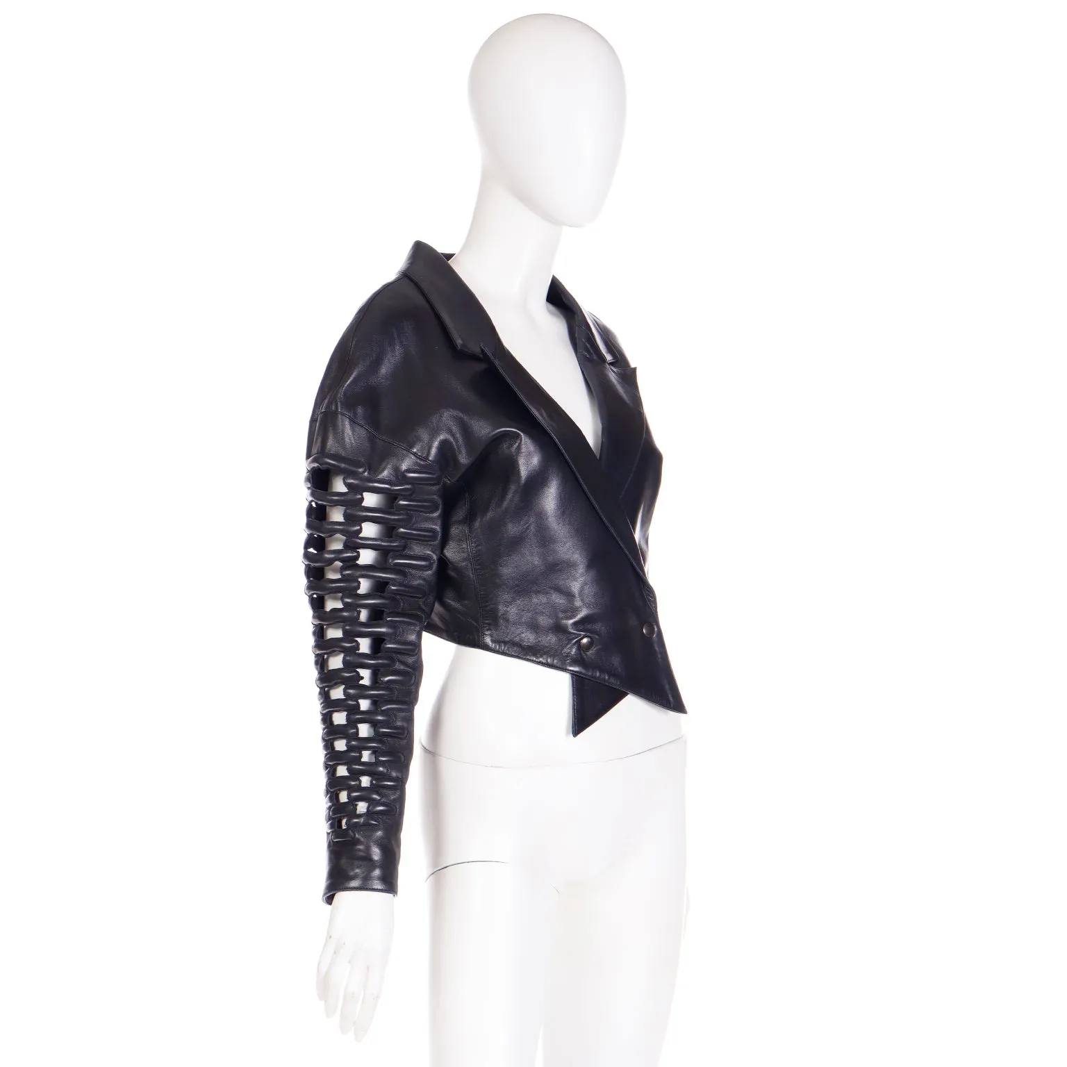 F/W 1987 Claude Montana Cutwork Lamb Leather Runway Jacket