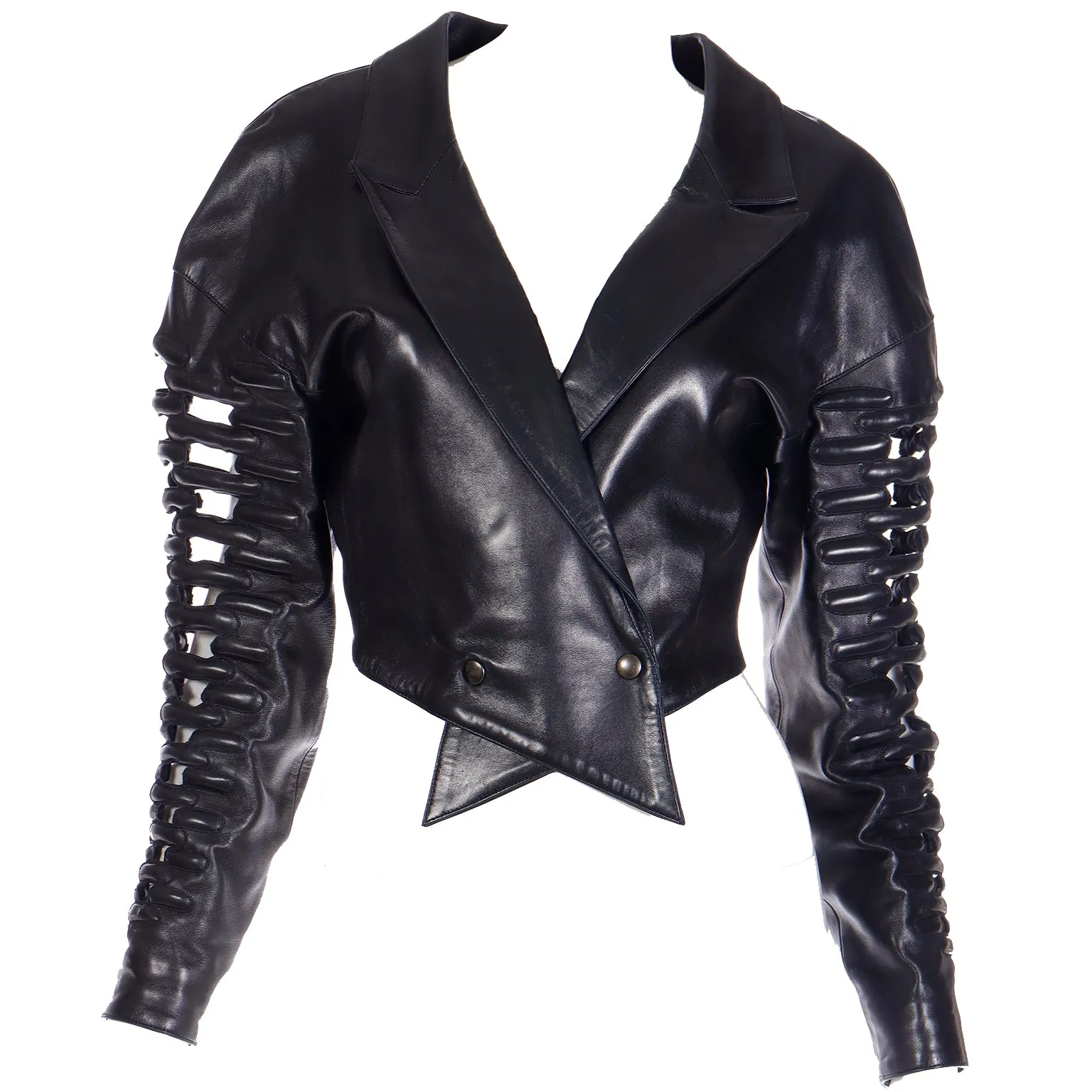 F/W 1987 Claude Montana Cutwork Lamb Leather Runway Jacket