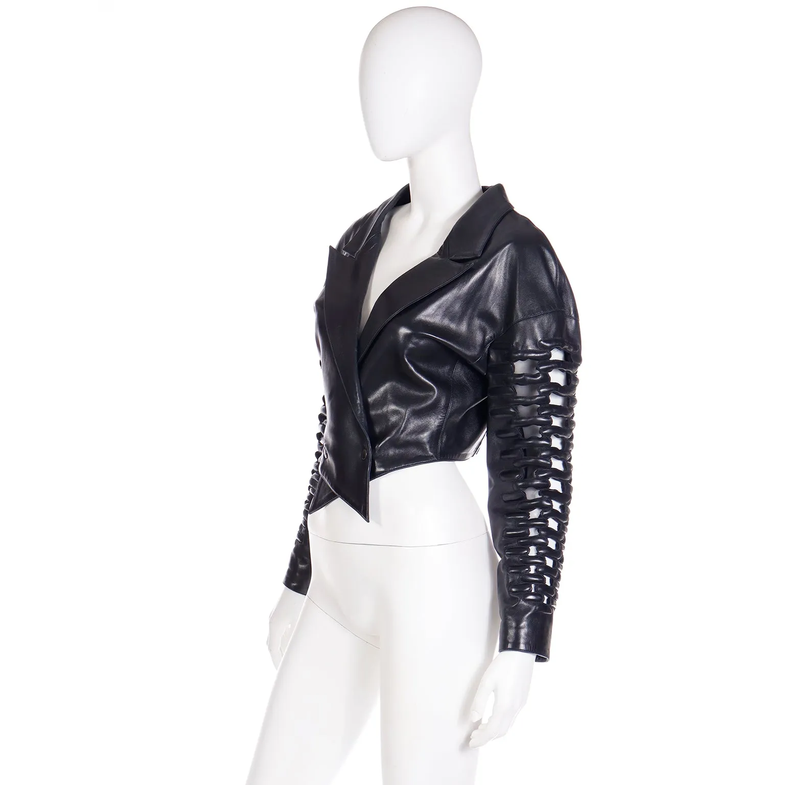 F/W 1987 Claude Montana Cutwork Lamb Leather Runway Jacket