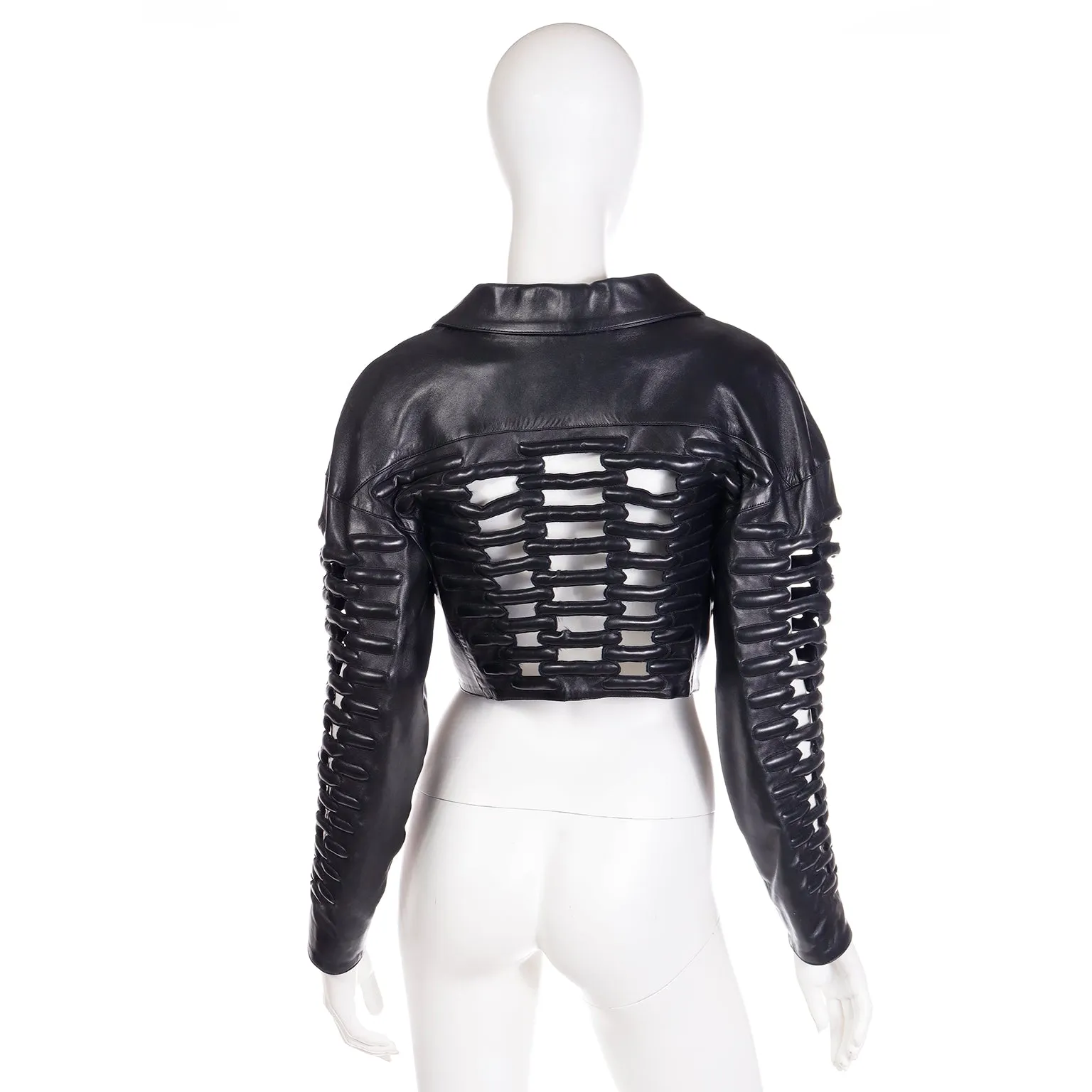 F/W 1987 Claude Montana Cutwork Lamb Leather Runway Jacket