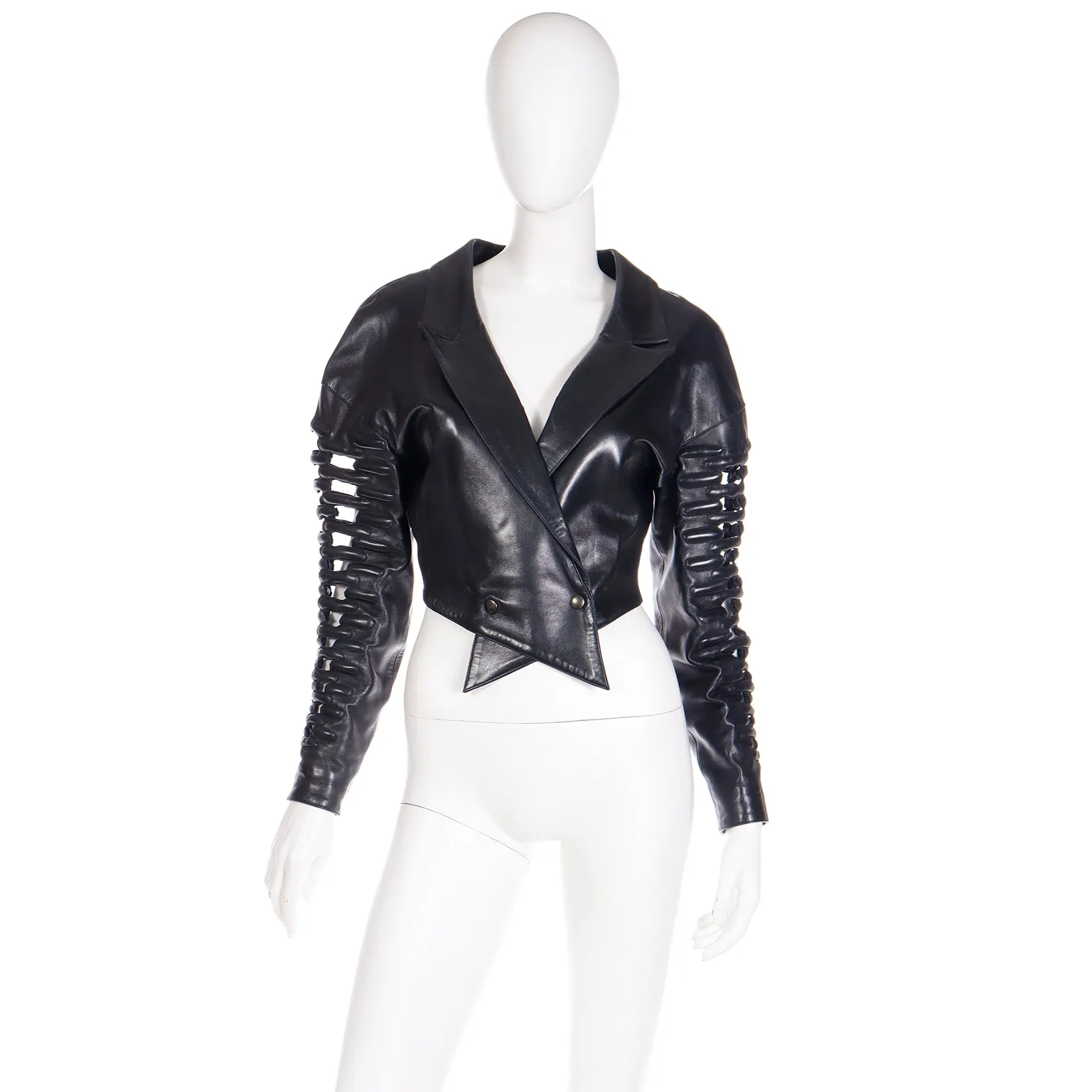 F/W 1987 Claude Montana Cutwork Lamb Leather Runway Jacket