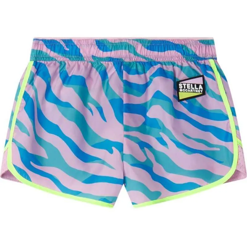 Girls Pink & Blue Zebra Print Shorts