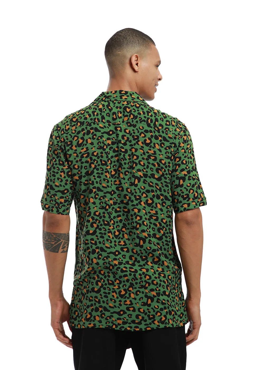 Green Leopardic Print Half sleeve shirt