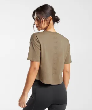 Gymshark Central Graphic Midi Tee - Fossil Brown