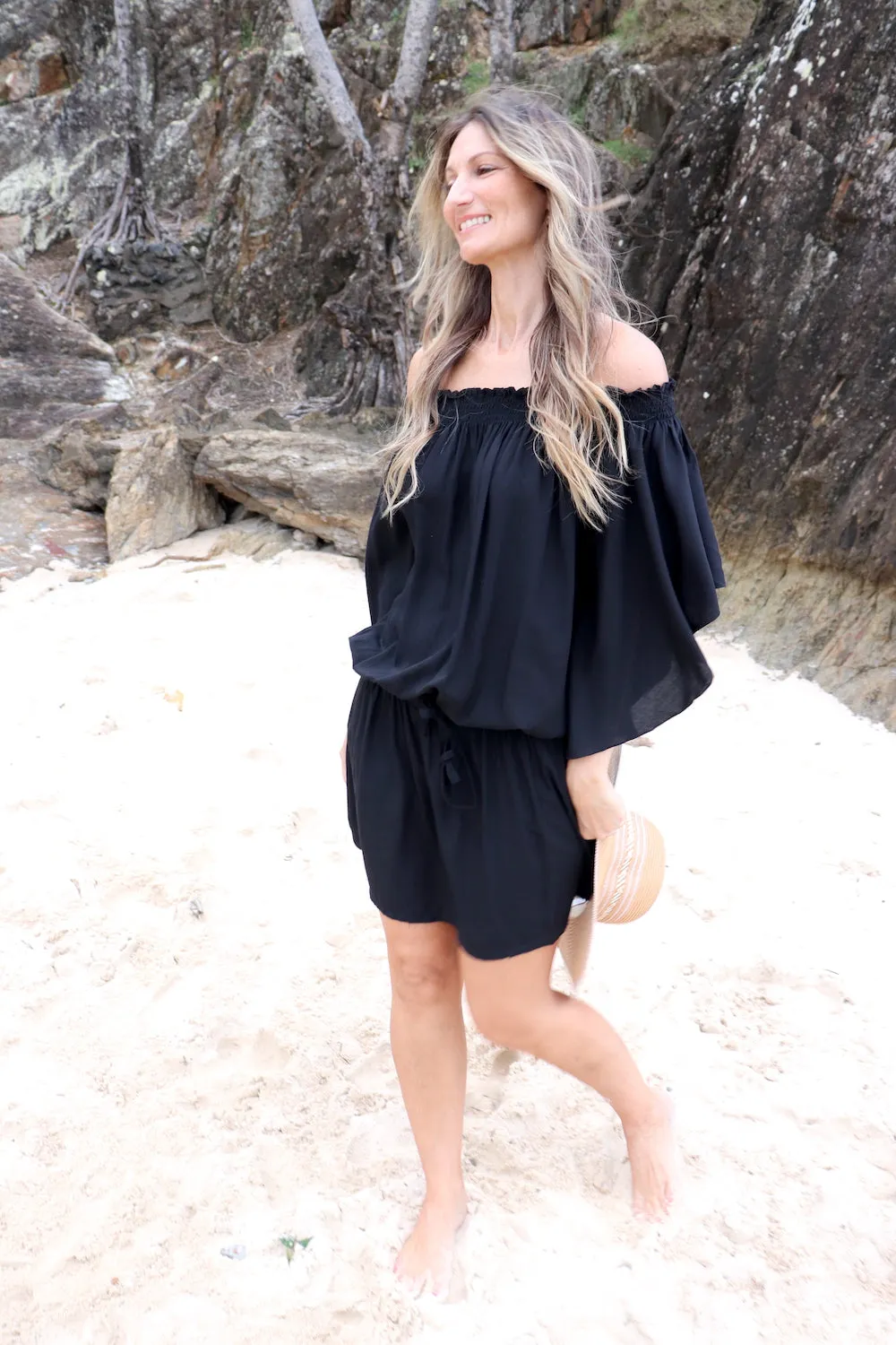 Holiday Dreaming Short Beach Dress/Top In Black